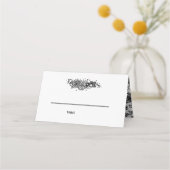 Zwart-wit Wildbloemen Gevouwen Place Card Plaatskaartje (Voorkant)