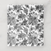 Zwart-wit Wildbloemen Gevouwen Place Card Plaatskaartje (Binnenkant ongevouwen)