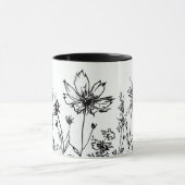 Zwart-wit Wildbloemen Mok (Midden)