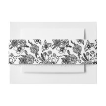 Zwart-Wit-Wildbloemenkaart Buikband