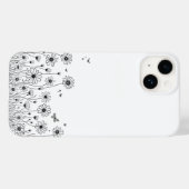 Zwart-wit wilde bloem iPhone 14 Hoesjes (Achterkant (horizontaal))