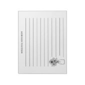 Zwart-wit Wildflower Aangepaste naam Lined Notitieblok (Linkerzijde)