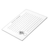 Zwart-wit Wildflower Aangepaste naam Lined Notitieblok (Schuin)