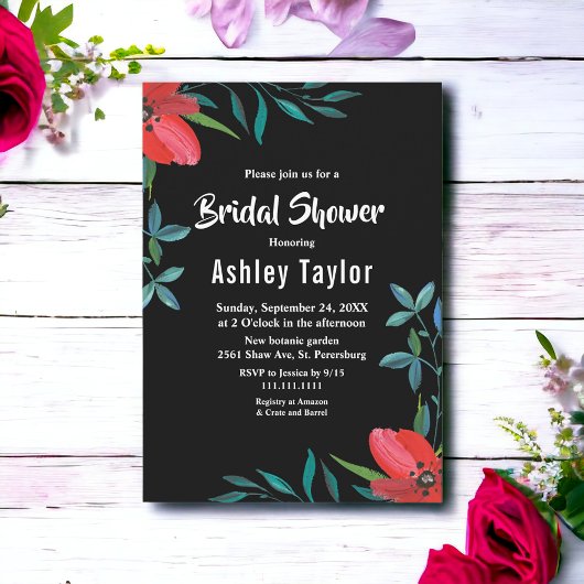 Zwart-wit Wildflower Bloemen Vrijgezellenfeest Kaart