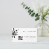Zwart & Wit Wildflower Bruiloft RSVP Informatiekaartje (Staand voorkant)
