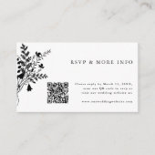 Zwart & Wit Wildflower Bruiloft RSVP Informatiekaartje (Voorkant)