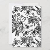 Zwart-wit Wildflower bruiloft uitnodiging (Achterkant)
