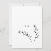Zwart-wit Wildflower bruiloft uitnodiging (Achterkant)