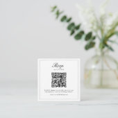 Zwart Wit Wildflower Crest Wedding QR Code RSVP Informatiekaartje (Staand voorkant)
