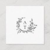 Zwart Wit Wildflower Crest Wedding QR Code RSVP Informatiekaartje (Achterkant)