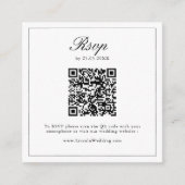 Zwart Wit Wildflower Crest Wedding QR Code RSVP Informatiekaartje (Voorkant)
