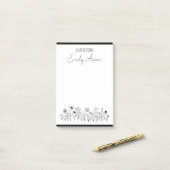 Zwart-wit Wildflower Lijn Tekening Bloemen Post-it® Notes (Op bureau)