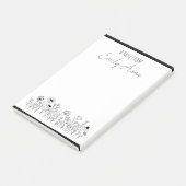 Zwart-wit Wildflower Lijn Tekening Bloemen Post-it® Notes (Schuin)