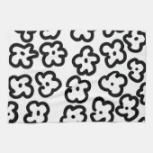 Zwart-wit Wildflower Modern Trendy Design Theedoek (Horizontaal)