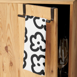 Zwart-wit Wildflower Modern Trendy Design Theedoek