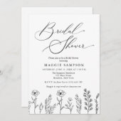 Zwart-wit Wildflower Vrijgezellenfeest Kaart (Voorkant / Achterkant)