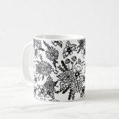 Zwart-wit-wildflowerprintmok Koffiemok (Voorkant links)