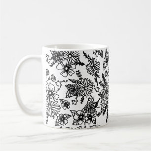 Zwart-wit-wildflowerprintmok Koffiemok