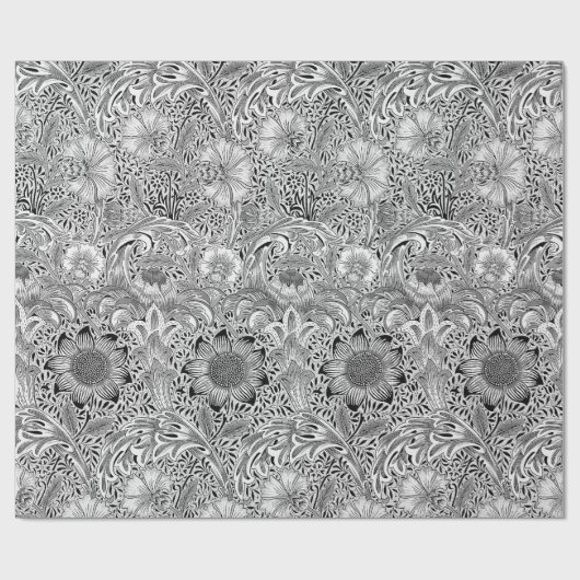 zwart wit William Morris's Corncockle Cadeaupapier (Vlak)