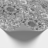 zwart wit William Morris's Corncockle Cadeaupapier (Hoek)