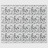 Zwart-wit Winter Bos Dieren Xmas Cadeaupapier (Vlak)