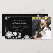 Zwart & Wit Winter Bruiloft Bedankt Foto Kaart (Voorkant / Achterkant)