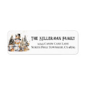 Zwart Wit Winter Kerst Retouradres Etiket (Voorkant)
