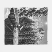 Zwart-wit Winter Mountain Lake Cabin Foto Fleece Deken (Voorkant (Horizontaal))