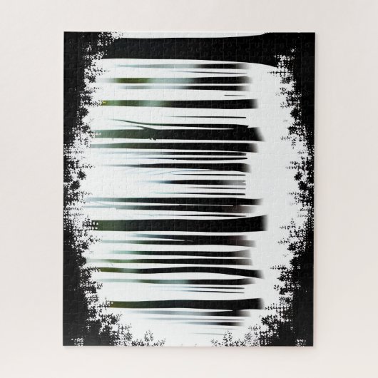 Zwart-wit Winter Silhouetbos Legpuzzel (Verticaal)