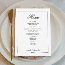 Zwart-wit Winter Wedding Menu
