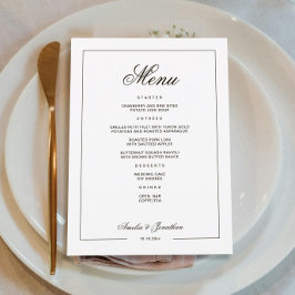 Zwart-wit Winter Wedding Menu
