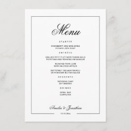 Zwart-wit winterbruiloftsmenu menu
