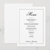 Zwart-wit winterbruiloftsmenu menu (Voorkant / Achterkant)