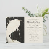 Zwart-Wit Winterhuwelijk | Witte Reiger Kaart (Staand voorkant)