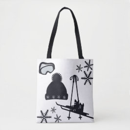 Zwart-wit winterse design. tote bag