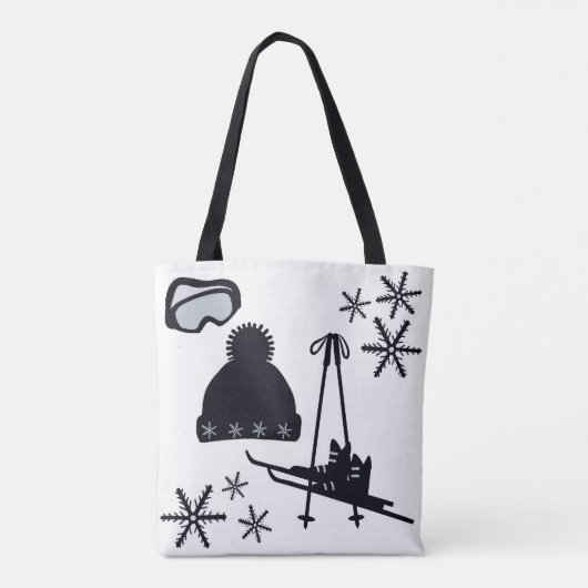Zwart-wit winterse design. tote bag (Achterkant)