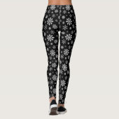 Zwart-wit wintersneeuwvlokpatroon leggings (Achterkant)
