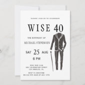 Zwart-wit Wise 40 man verjaardagsfeestje Kaart (Voorkant)