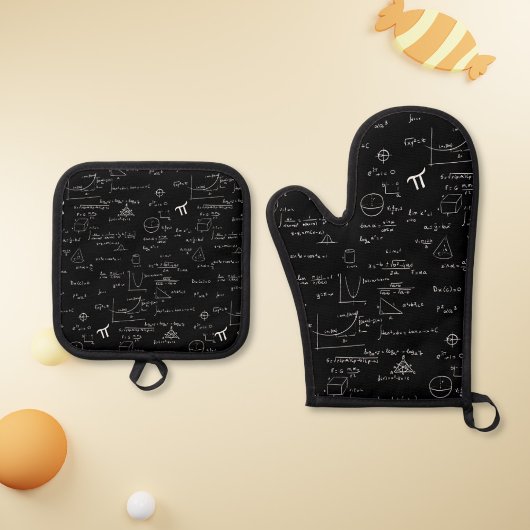 Zwart-wit Wiskunde formules vergelijkingspatroon Ovenwant & Pannenlap Set