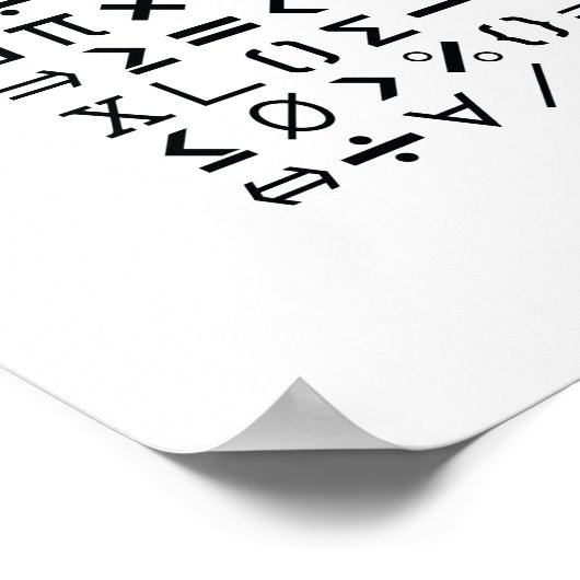 Zwart-wit Wiskunde Tekenen en Symbolen Patroon Poster (Hoek)