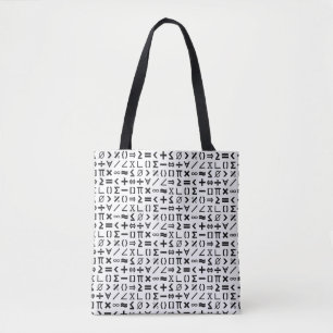 Zwart-wit Wiskunde Tekenen en Symbolen Patroon Tote Bag