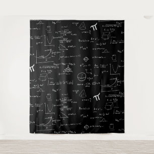 Zwart-wit wiskundige formules vergelijkingen wandkleed