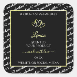 Zwart Wit Wit Kunst Productetiketten Cream Hearts Vierkante Sticker