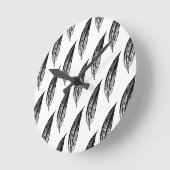 Zwart-wit Witte Leliebladprint Ronde Klok (Hoek)