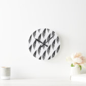 Zwart-wit Witte Leliebladprint Ronde Klok (Huis)
