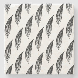Zwart-wit Witte Leliebladprint Stenen Onderzetter