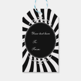 Zwart-wit witte strepen Circus carnaval Cadeaulabel