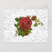  zwart-wit witte Typografie Red Rose Briefkaart (Voorkant)