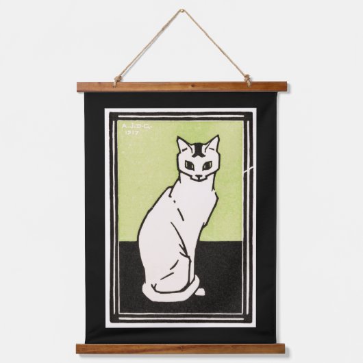  zwart-wit, witte zitendatillustratie hangend wandkleed (Voorkant)