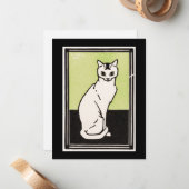  zwart-wit, witte zitendatillustratie notitiekaartje (Voorkant / Achterkant in situ)